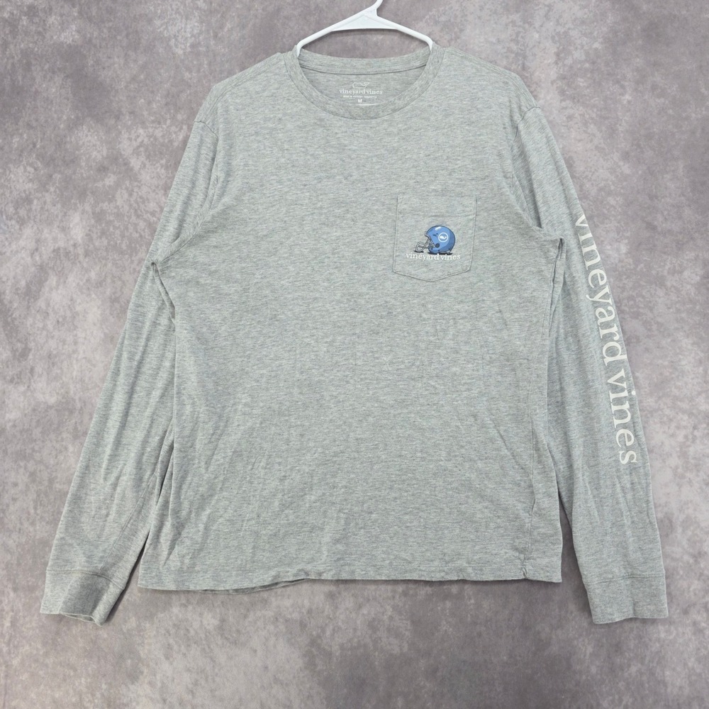 Vineyard Vines Mens Gray Football Helmet Long Sleeve Pocket T-Shirt Medium